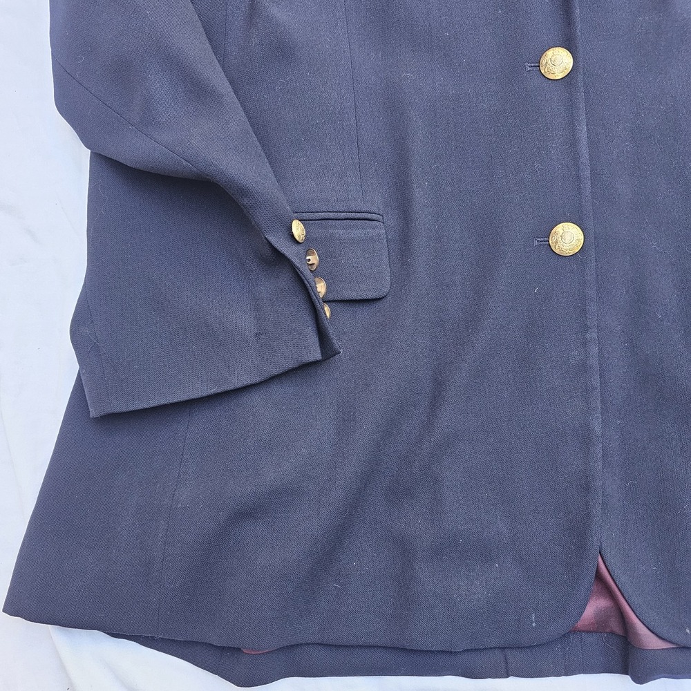 Vintage Ralph Lauren Navy Wool Blazer Crest Gold Buttons Womens Size 24 - Picture 4 of 12